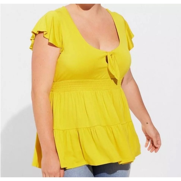 Torrid Super Soft Tie Front Keyhole Babydoll Top - Picture 1 of 11